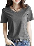 [INNIFER] 無地 Tシャツ レディース 白 黒 Vネック 半袖 綿 カットソー トップス シンプル おしゃれ きれいめ S～3XL