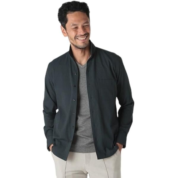 Amazon | [メンズビギ] オニワッフルスタンドカラージャケット ブルー