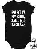 Daftベビー用Party My Crib BYOB Cute Funny Baby Onesieシャワーギフト カラー: ブラック
