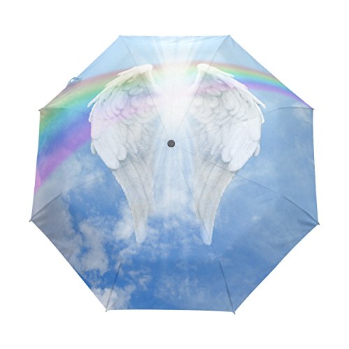 バララ（La Rose) 折り畳み傘 ワンタッチ 自動開閉式 傘 日傘 折りたたみ傘 虹の翼 白雲 スカイ 晴雨兼用 耐強風 紫外線防止 遮光 遮熱 丈夫 8本骨傘 かさ 軽い楽々収納ポーチ付き