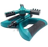 回転スプリンクラー、TechCodeオートスピン回転円形Sprayer耐久性ロータリースプリンクラー3アームWater Sprinkler withメタルWeighted Bas グリーン XL-XZ