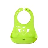 お手入れ簡単 安心シリコンよだれかけ ポケット付き エプロン スマートビブ (グリーン)