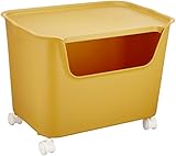 サンカ 日本製 katasu(カタス) 収納ボックス(3個組) ふた付き キャスター付き ハコL3個/フタML3個/キャスター イエロー KhLYE×3+KfMLYE×3+ACS