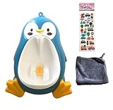 SWANBELLE(ｽﾜﾝﾍﾞﾙ）男の子 おまる 3点セット トイレトレーニング 小便器 取り付け簡単 (ペンギン青)