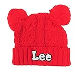 Lee×StompStamp 耳付きケーブルニット帽 52cm レッド