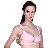 KINDOYO コットン 新しく美しい 介護用ブラジャー 産後下着 ボタンスチールトレイ 授乳ブラジャー, ライトレッド/90B-C