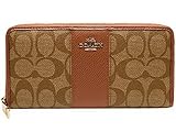 [コーチ] COACH 財布(長財布) F52859 カーキ×サドル ラグジュアリー シグネチャー PVC レザー アコーディオン ジップ アラウンド レディース