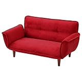 日本製 ソファ 2人掛け 脚が取れる カウチソファ 5段階 リクライニング 〔マイクロファイバー〕 レッド