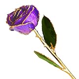 Long Stem Dipped 24 Kゴールドトリムパープル純正にローズゴールドのギフトボックス