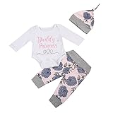 サクララ(Sakulala)子供服 ベビー服 赤ちゃん ロンパース 4点セット（Tシャツ パンツ 帽子 ヘアバンド) 7分袖 女の子 ヘアバンド付き 髪飾り ピンク 秋 秋冬 (70)