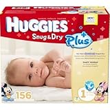 Huggies Snug & Dry Diapers - Size 1　S, 312ct (2 x 156ct) 8-14lb, ハギーズ　　ぴったりドライ　サイズ１ （４－６kg) 156枚 2箱　