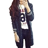 (ル・セリジエ) ニット ロング丈 スタジャン 風 カーディガン ジャケット レディース 長袖 セーター 暖かい カジュアル ワンピース (チャコールグレー)