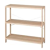 ドウシシャ オープンシェルフ ナチュラル 幅90cm 天然木 無塗装 パインラック 3段 WR9090-3