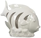 Benzara BM130910 Diving Fish Figurine - Crescent Shaped Cutout Sides - White - 7.5 x 3 x 5.75 in.