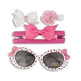 Little Me GirlピンクPolka Dotベビーサングラスwith Matchingピンクヘアクリップセット