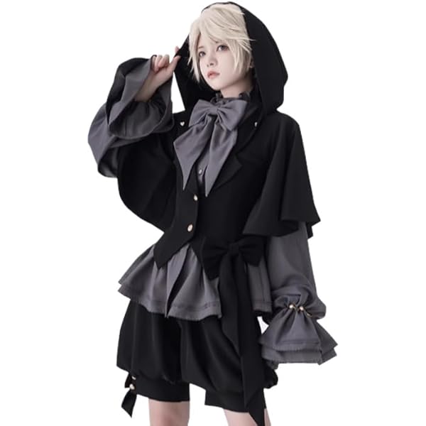 Amazon | [RomelCheo] ダークキュートうさ耳フードジャケット