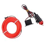 Dolity プラスチック　金属製　カーインテリアライト　ネオンコールドライト　ELライトストリップ　3M　8カラー選択 - レッド