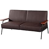 タンスのゲン 2人掛け ソファ 幅151cm ヴィンテージ 天然木 スチール脚 レトロブラウン 48600007 00