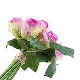 Lovoski 9頭　人工バラ　シミュレーションブーケ　花の装飾　花嫁　造花　インテリア　全６色選ぶ - 紫