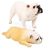 Gogogmee 2個 妖精の庭の動物たち そっくりの犬の像 ブルドッグの置物おもちゃ イングリッシュブルドッグの置物 リアルな犬の の飾り フレンチの彫刻 リアルな動物犬