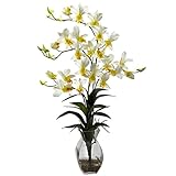 Nearly Natural 1292-CR Dendrobium Orchid with Vase Arrangement, Cream [並行輸入品]