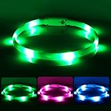 Dolitego 光る犬の首輪 LED 充電式 夜犬の散歩のための犬首輪ライト 小さな犬、中犬、大きな犬のためにカット可能なLED犬の襟 (XS-TPU, ピンク)