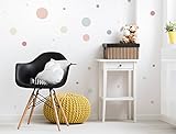 i-love-wandtattoo was-10376壁ステッカーKids " Colored Circles in Delicateパステルトーン" 25ピース、ドット接着壁、Tattoo、壁のステ