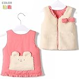 (韓国スタイル子供服) 秋冬キッズアウター女の子ベストノースリップジャケットプリント付き両面可愛い　モコモコ厚100cm 110cm 120cm 130cm 140cm 110cm,yellow