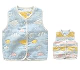 ZKKK 赤ちゃんベスト 新生児キルトベスト スリーパー ベビー 6重ガーゼ オーガニックコットン 柔らか 布団 タオルケット 毛布 寝冷え防止 出産祝い ギフト (新生児～2歳頃向け) アウタウエア