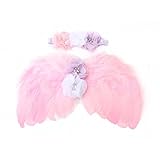 Liebeye 天使の翼　2点セット　幼児　ベビー　赤ちゃん　小道具　髪飾り　ヘアバンド　かわいい ピンク