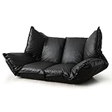 タンスのゲン フロア 2Pソファ 42段リクライニング 座面20cm厚 ソファベッド PVCブラック 15210043 02