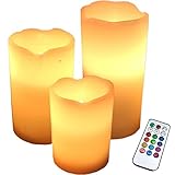 【 本物 そっくり 】 ワイヤ レス LED キャンドル ライト 【 3 本 セット 】 リモコン 付き カラフル リラックス 癒し イルミネーション MI-CANDLED