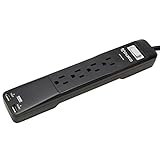 Aduro Strip Surge Protector (4 AC & 2 USB) (Black) [並行輸入品]