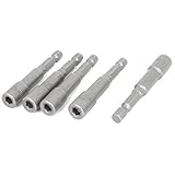 1/4インチシャンク5ミリメートル六角ナットセッタードライバービットアダプタグレーの5pcs
