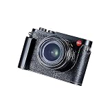 SIUTATDSH カメラハーフケース Leica Q3用、ビンテージメタル本革カメラ保護ケース スタイリッシュ ポータブル 耐衝撃 (ブラックD)