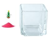 花市場直送便 ミニチュアガラス クリスマスツリー & カラーサンド ニューピンク & 植え込み用グラス ニューブロックS