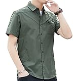 [Amyni] シャツ メンズ レッドステッチ オックスフォードシャツ カジュアル スポーツ 半袖 夏服 オシャレ 無地