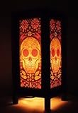 Thai Vintage Handmade Asian Oriental Fantasy Skull Bedside Table Light or Floor Wood Paper Lamp Shad