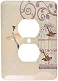 3dRose lsp_151173_6 Vintage Birdies and Bird Cage 2 Plug Outlet Cover [並行輸入品]