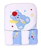 Spasilk 100% Cotton Hooded Terry Bath Towel with 4 Washcloths, Baseball Bear Blue by Spasilk [並行輸入品]