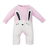 Bestjpshop 子供服　ベビー服　　長袖 　可愛いウサギ　幼児　赤ちゃん　新生児パジャマ　ロンパース　カバーオール　出産祝い/プレゼント　四季兼用　ピンク