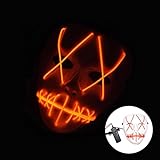 Ruanyi 1Wマスカレード/ハロウィーンゴーストスリット口ライトアップパーティー用ルミネセンスマスクには電池が含まれていません ( 色 : オレンジ )