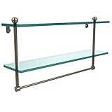 Allied Brass PR-2/22TB-PEW 22-Inch Double Shelf with Towel Bar, Antique Pewter [並行輸入品]