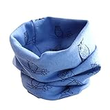 Tonsee キッズ 暖かい ネックウォーマー 防寒 可愛い フクロウ パターン スカーフ 赤ちゃん用 マフラー (ブルー)