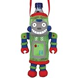 ステファンジョセフ 男の子用グリーンロボットマスコット付メッシュペットボトルホルダー,ペットボトルケース,Stephen Joseph,黄緑,遠足 [並行輸入品]