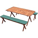 Rocking Table(ロッキングテーブル)  デラックスピクニックテーブル 3点セット 150幅 ブラウン クッション(グリーン)付き RXPT-150BR-C-GR
