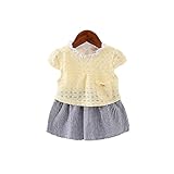 女の子の服 夏 パッチワークワンピース Pojour 1-6歳キッズ用 子供かわいいドレス 綿 通気 黄色(90cm)