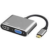 USB Type C to HDMI VGA アダプター 2in1 HDMI VGA同時出力 高速転送 USB-C Type-C to HDMI 4Kx2K/30Hz+ VGAアダプター USB C デバイス対応 (ブラック)