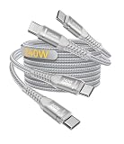 Type C 充電コード 240W PD3.1 2m ナイロン編み 長尺ケーブル ノートPC/モニター/車内充電 超高速充電 C to C ケーブル MacBook iPad iPhone 17/16/15 対応 シルバー 2本組
