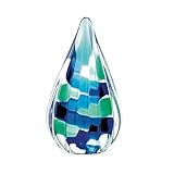 Accent Plus 10018190 Blue Pixels Teardrop Art Glass Sculpture